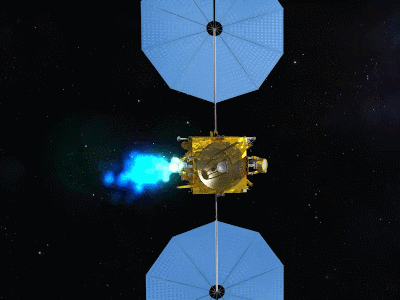 天問二號探測器示意動畫。（中國航天科技集團五院供圖）