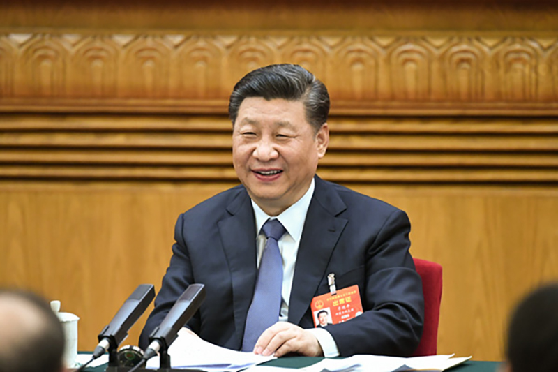 2019年3月5日，習(xí)近平總書記參加十三屆全國(guó)人大二次會(huì)議內(nèi)蒙古代表團(tuán)的審議。